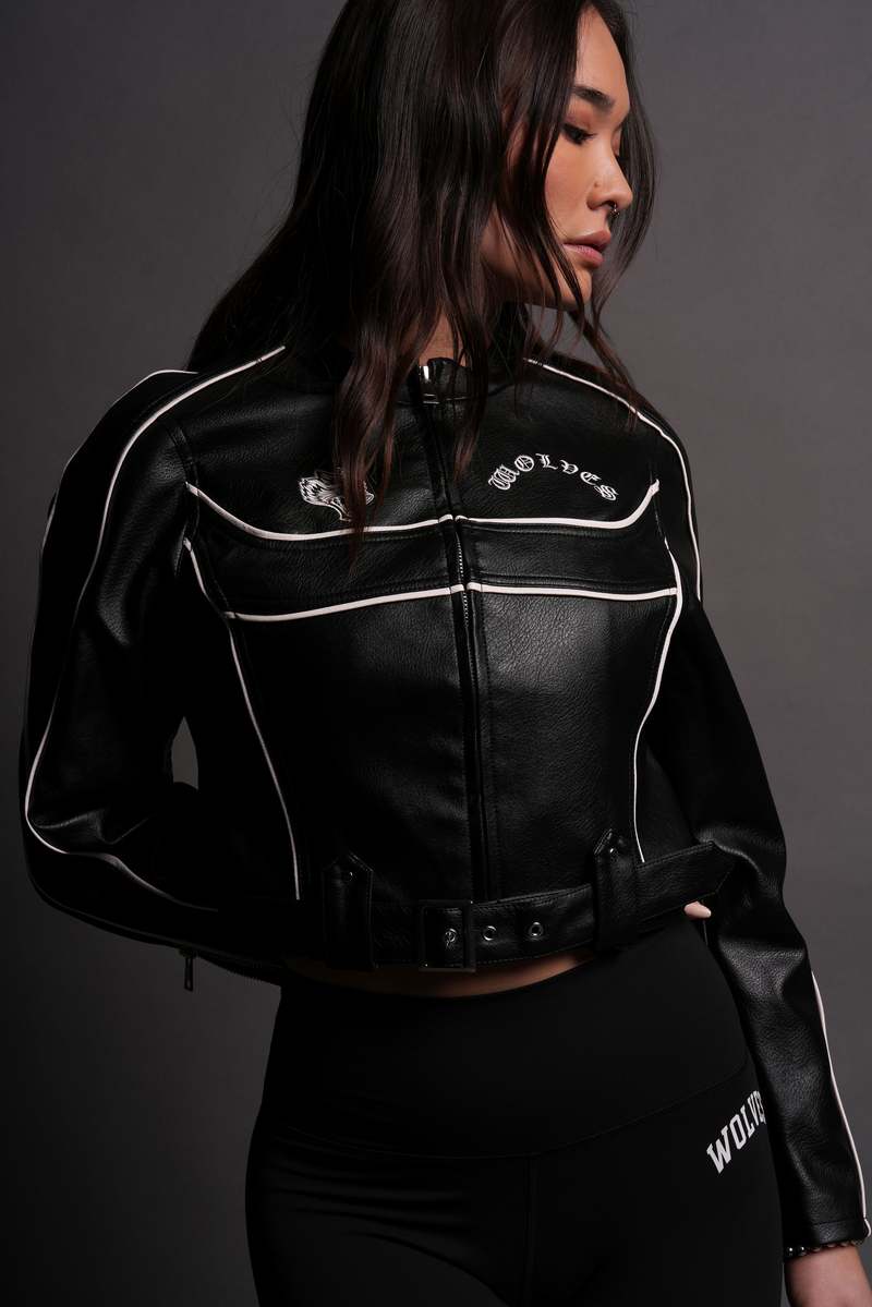 Darc Sport Chopper Wolf Letty Moto Jacket Black/White | 54726AZWB