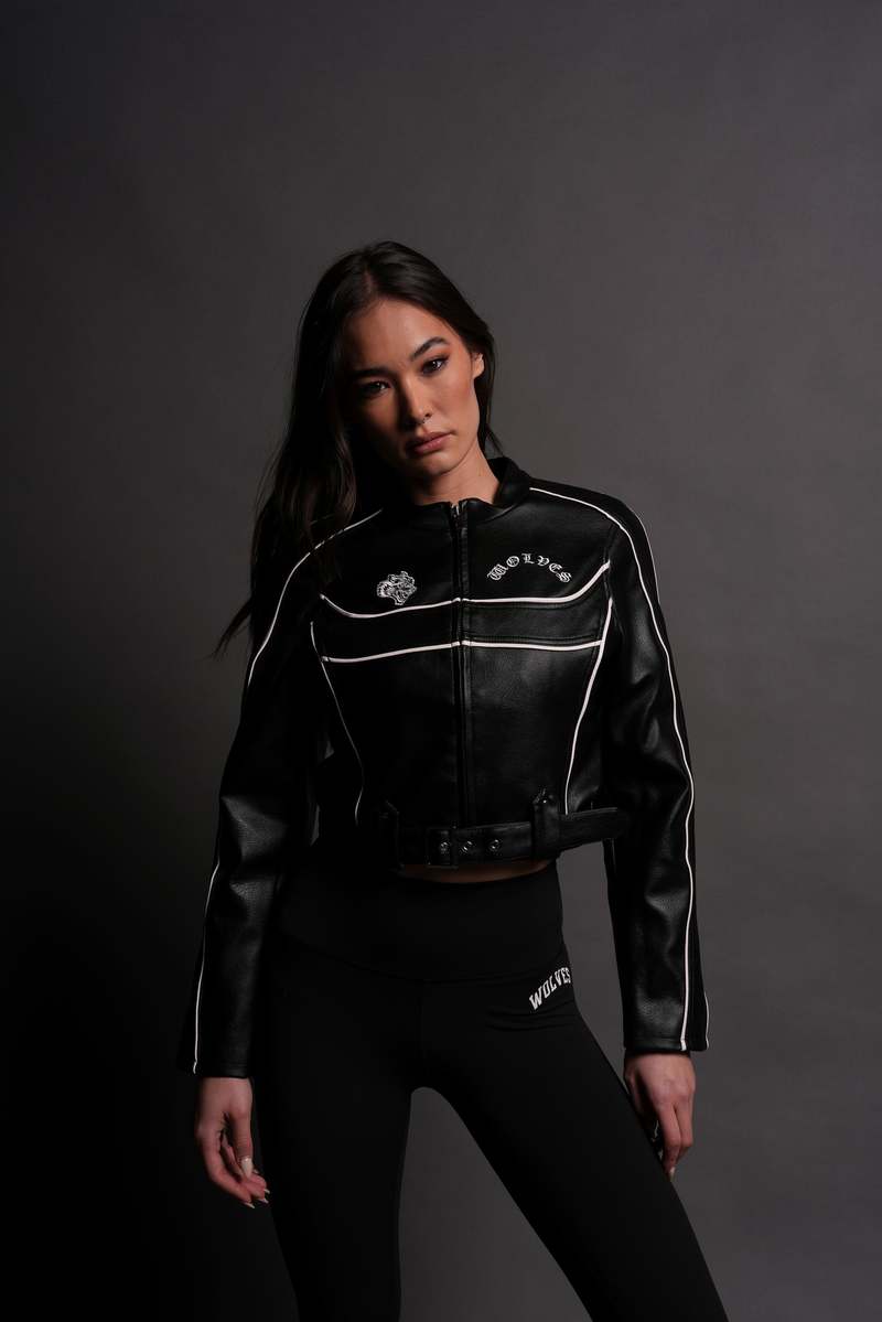 Darc Sport Chopper Wolf Letty Moto Jacket Black/White | 54726AZWB