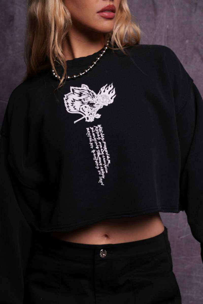Darc Sport Eternal Fire London (Cropped) Crewneck Černé | 91873RAUO