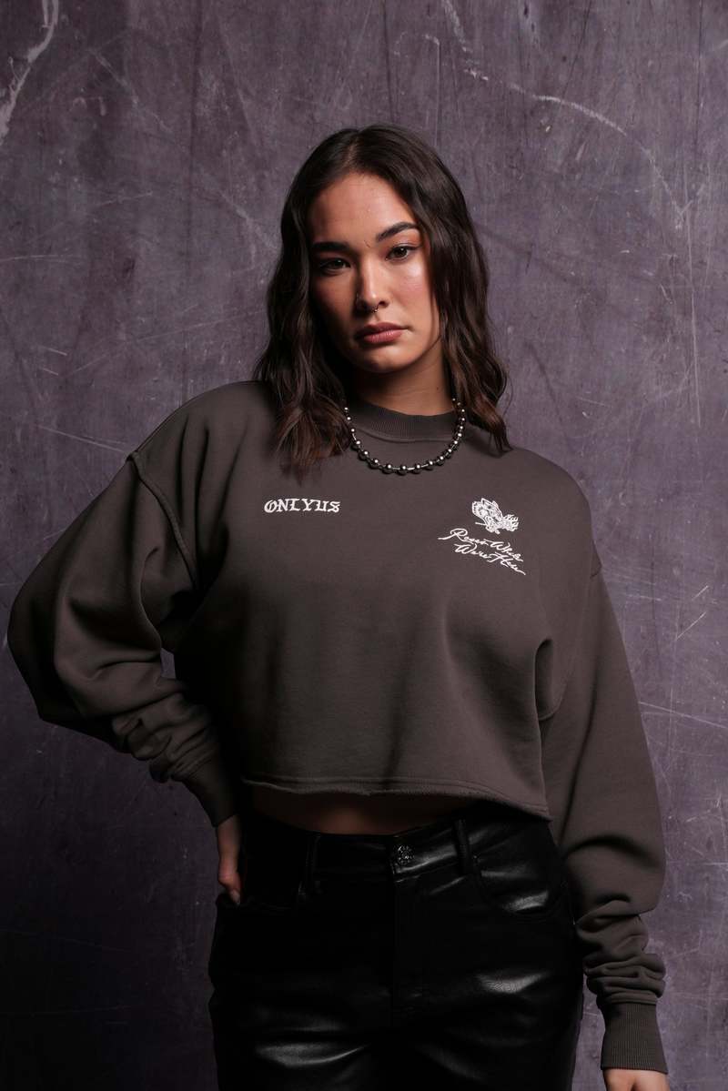Darc Sport Mori Among Roses London (Cropped) Crewneck Wolf Gray | 91780IKST