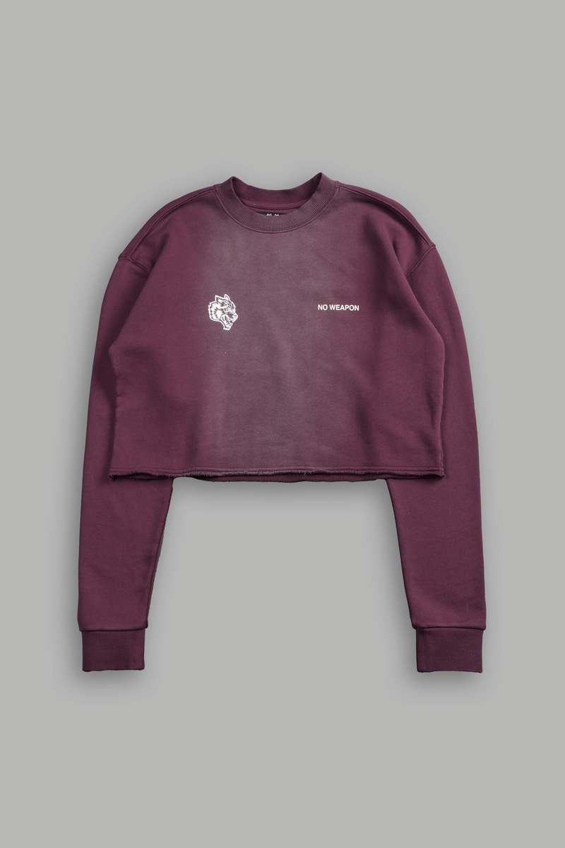 Darc Sport No Weapon Shall Prosper (Cropped) Crewneck Cherry Wine Tonal Sun Fade | 07351EAGJ