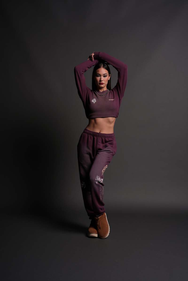 Darc Sport No Weapon Shall Prosper (Cropped) Crewneck Cherry Wine Tonal Sun Fade | 07351EAGJ