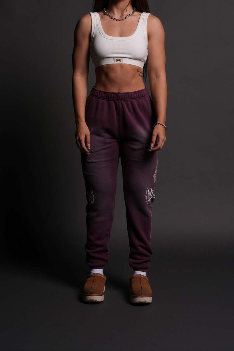 Darc Sport Our Passion She Post Lounge Sweats Cherry Wine Tonal Sun Fade | 26493SXZY