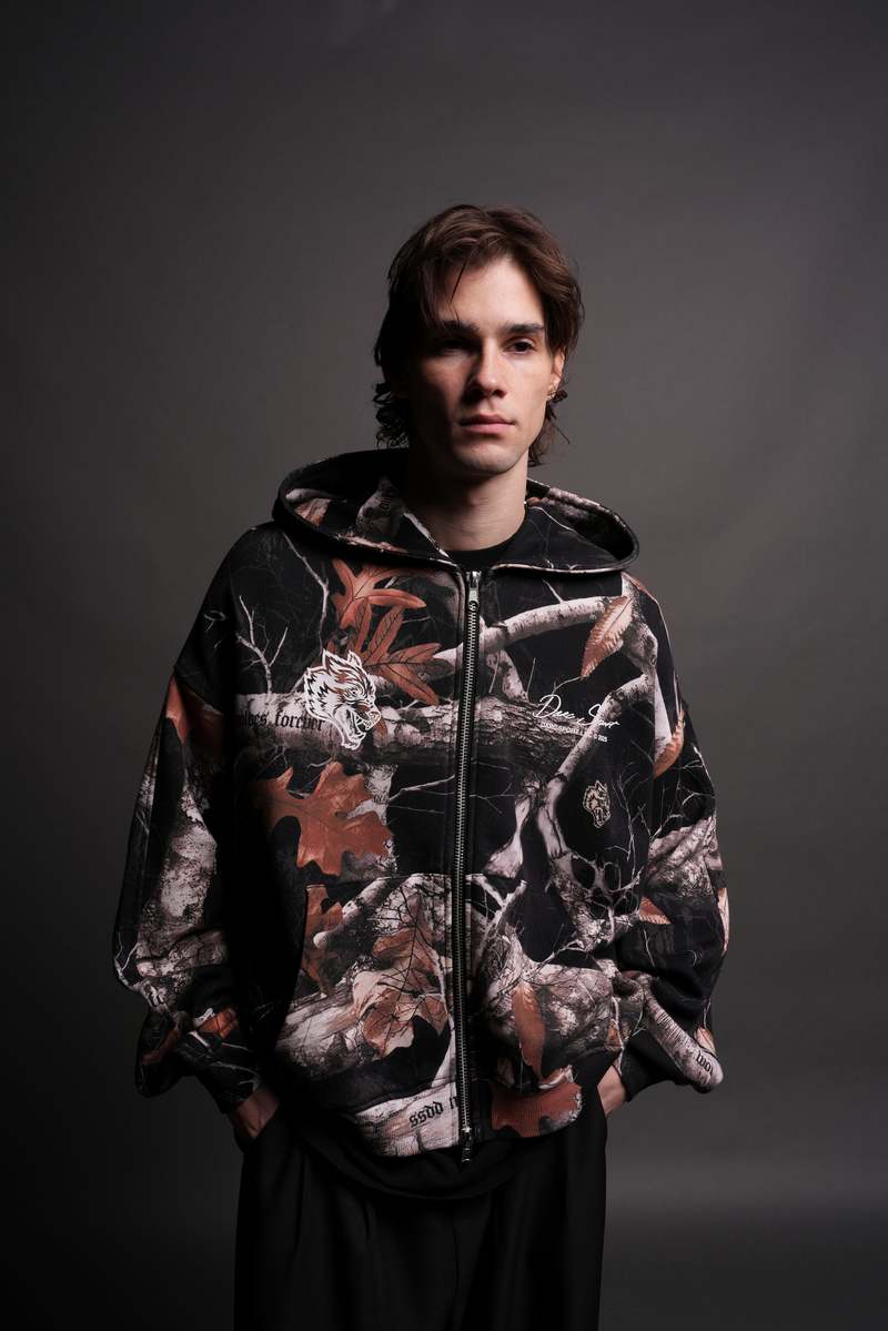 Darc Sport Respect The Wolves Darco Double Zip Hoodie Maskáčové | 38925UNOT